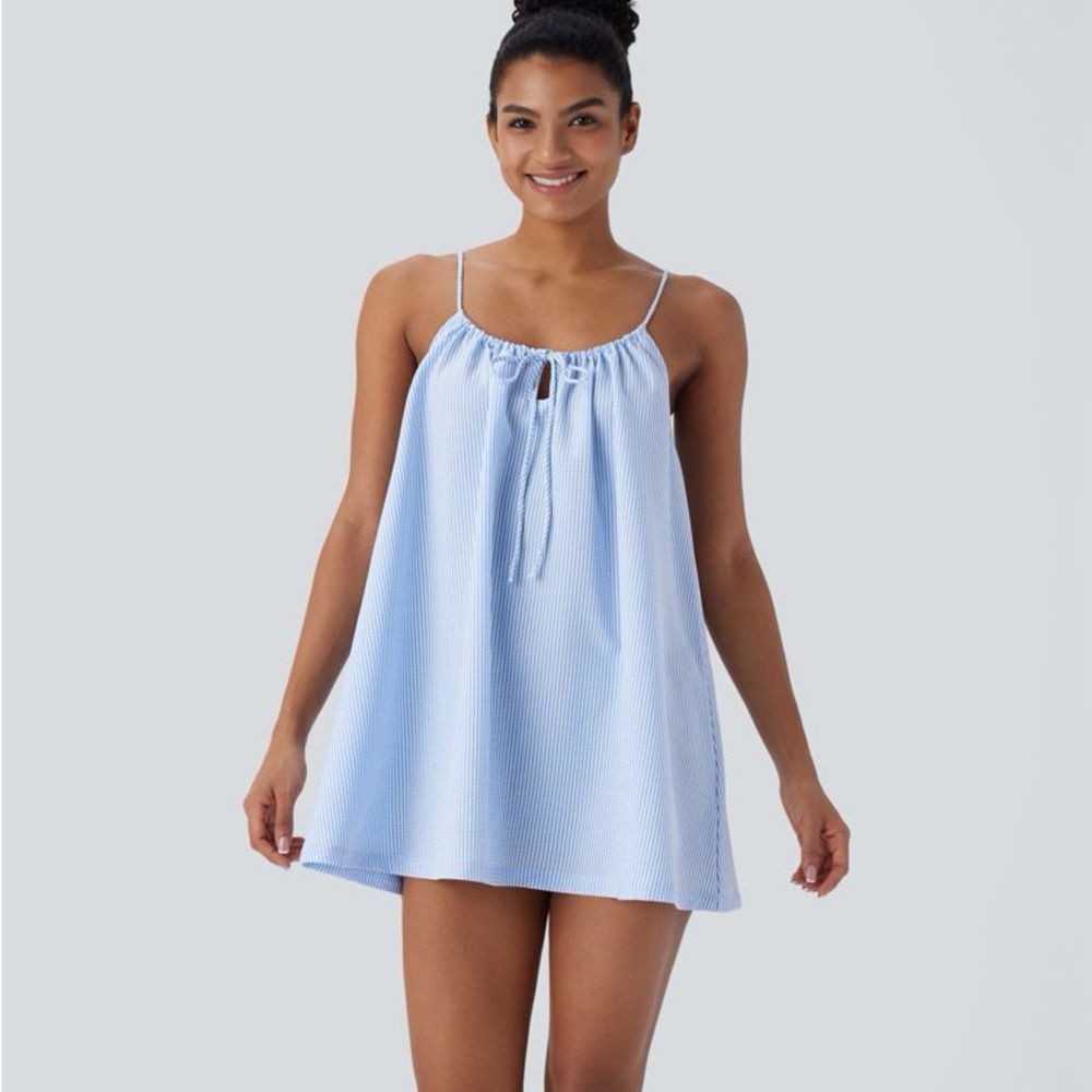 Halara Light Blue Striped Sleeveless Dress